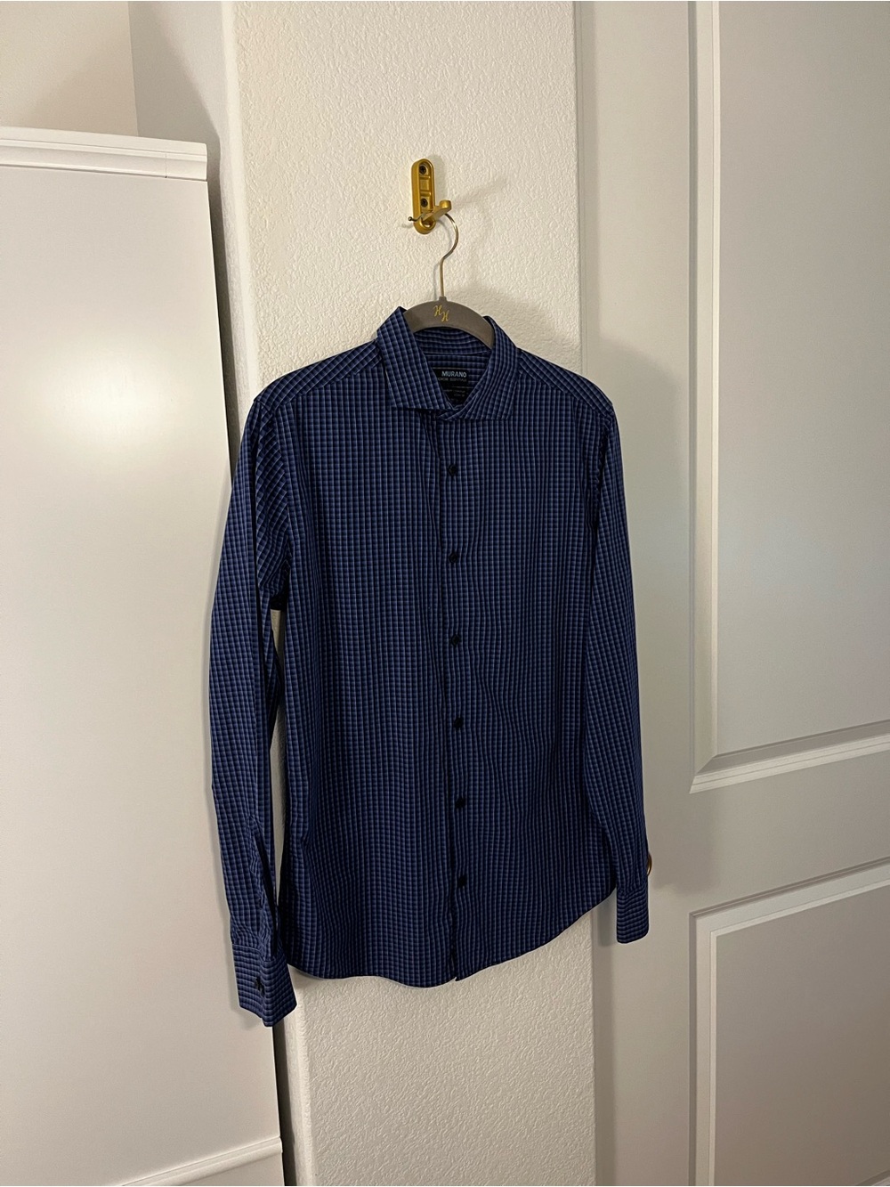 Morano Men’s Blue Slim Fit Dress Shirt Size Small Cotton Lycra